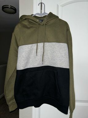 Forever 21 Olive, Gray & Black Colorblock Hoodie